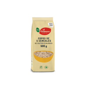 Envase de Cereales Copos de 5 Cereales de Cultivo Ecológico 500g El Granero, saludable y nutritivo