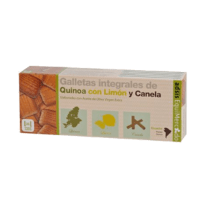 Galletas Integrales de Avena, Quinoa, Limón y Canela 125g Equimercado, ecológicas y saludables, con ingredientes de comercio justo. Perfectas para un snack nutritivo.