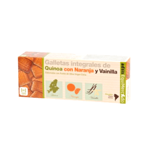 Paquete de Galletas Integrales de Avena, Quinoa, Limón y Canela 125g de Equimercado, elaboradas con ingredientes ecológicos y de Comercio Justo.