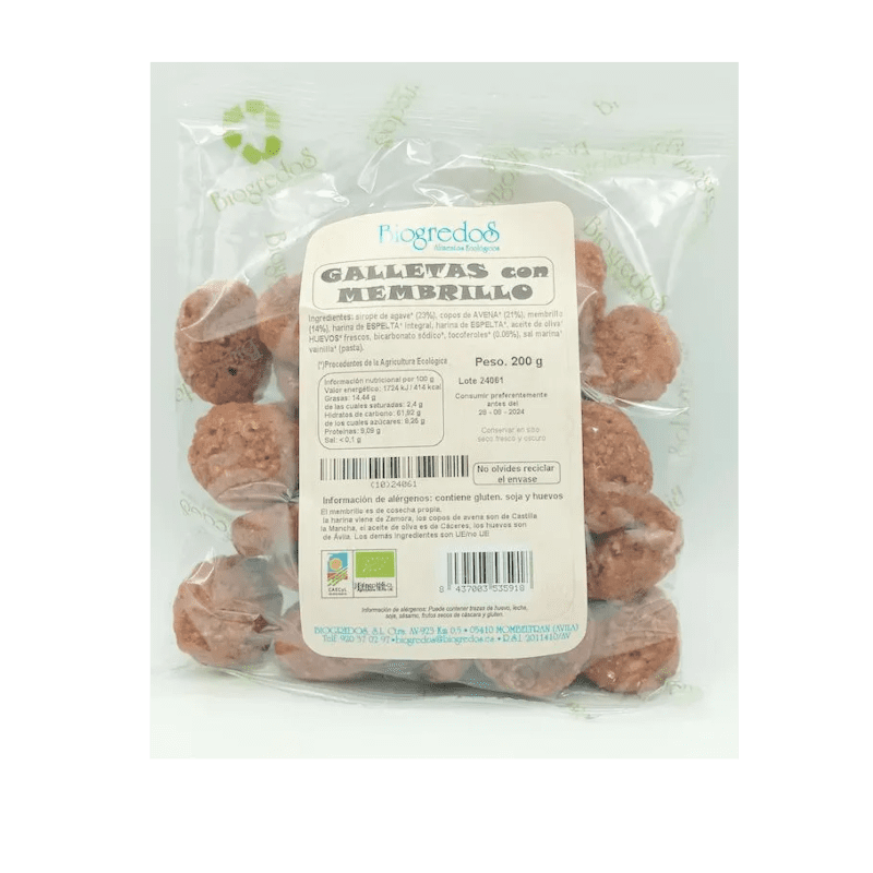 Galletas con Membrillo 200g Biogredos, hechas con ingredientes naturales y de alta calidad para un sabor auténtico y delicioso.