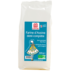 Harina de Avena Semi-Integral 500gr Celnat, producto ecológico, rico en fibra y apto para recetas saludables.