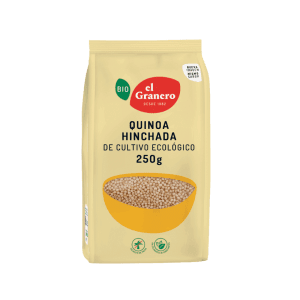 Quinoa hinchada ecológica 250g El Granero, rica en proteínas y fibra, ideal para una dieta saludable y sin gluten.