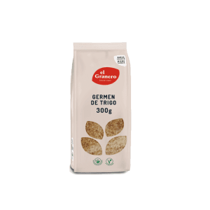 Envase de Germen de Trigo 300g de El Granero, un superalimento ecológico rico en vitaminas, antioxidantes y fibra, ideal para mejorar la salud digestiva y cardiovascular.