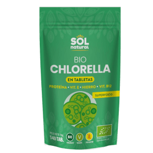 Alga Chlorella en Tabletas 140ud Sol Natural – Superalimento ecológico con propiedades desintoxicantes y antioxidantes, disponible en Equitanea.