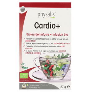Descubre Cardio+ Ecológico Bio 27g 20 Bolsitas Physalis en Equitanea. Infusión ecológica que apoya la salud cardiovascular y mantiene la presión arterial normal. ¡Compra ahora y disfruta de sus beneficios naturales!