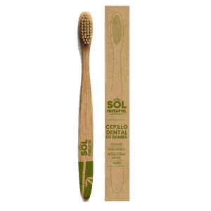 Cepillo Dental de Bambú para Adultos Ecológico Biodegradable Sol Natural – Cepillo dental natural y ecológico, biodegradable, antibacteriano y sin plásticos.