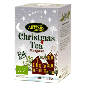Caja de Christmas Tea Ecológico Bio 30g 20 Bolsitas de Artemis, con cáscara de cacao, canela, jengibre y especias ecológicas. ¡Disponible en Equitanea!