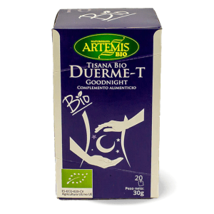 Duerme-T Ecológico Bio 30gr 20 Bolsitas Artemis ideal para relajarse antes de dormir y mejorar la calidad del sueño. Disponible en Equitanea.