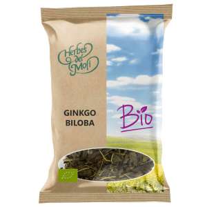 Envase de Ginkgo Biloba Bio 40gr de Herbes del Molí, hojas ecológicas para infusión, mejora natural de la memoria y concentración.