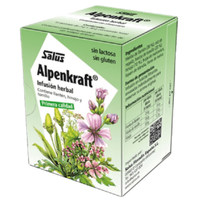 Infusión Herbal Ecológica Bio 15 Bolsitas Alpenkraft Salus con llantén, tomillo, hinojo y liquen de Islandia para aliviar las vías respiratorias y mejorar la digestión, disponible en Equitanea. 🌱🍵