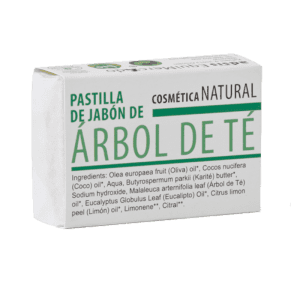 Compra el Jabón de Árbol de Té Bio 85gr en Equitanea. Perfecto para pieles acneicas y grasas. Natural, ecológico y antibacteriano. Limpia y suaviza la piel de forma efectiva.