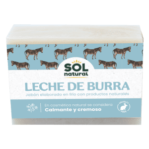 Jabón de Leche de Burra Ecológico Bio 100gr – Jabón natural con leche de burra, aceite de coco y agua purificada para una piel suave y cuidada.