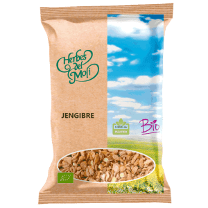 Envase de Jengibre Ecológico Bio Raíz 70gr de Herbes del Molí, con propiedades digestivas y antioxidantes, disponible en Equitanea.