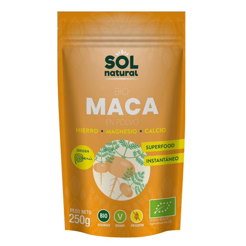 Maca en Polvo 200g Sol Natural – Superalimento ecológico que potencia la energía y el equilibrio hormonal, disponible en Equitanea.