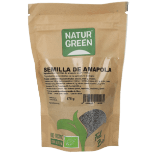 Semillas de Amapola Ecológicas Bio 175gr de NaturGreen, ricas en nutrientes esenciales y antioxidantes, disponibles en Equitanea.