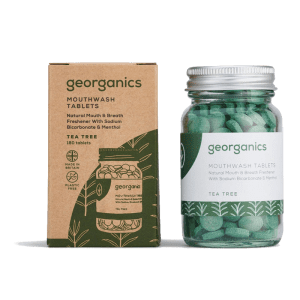 Tabletas Enjuague Bucal con Té Verde Ecológicas Bio 180 uds Georganics: Higiene bucal natural con ingredientes ecológicos y sin químicos.