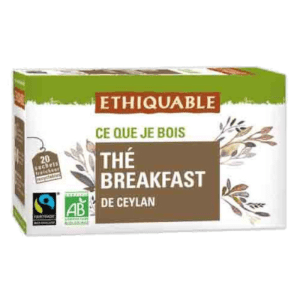 Té Breakfast Ceylan Ecológico Bio 40gr 20 Bolsitas Ethiquable, ideal para disfrutar de un desayuno lleno de sabor y energía.