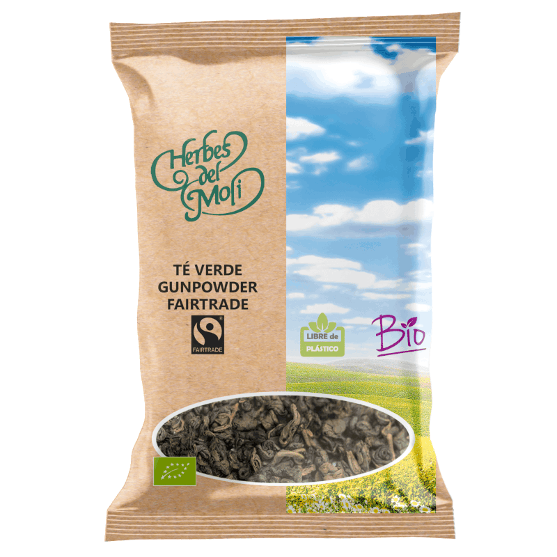 Té Verde Gunpowder Ecológico Bio 70g de Herbes del Molí, ideal para mantener la energía y mejorar la salud, disponible en Equitanea.