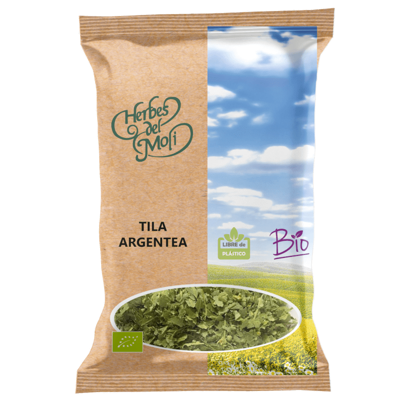 Tila Argentea Ecológica Bio 25g de Herbes del Molí, perfecta para una infusión relajante y saludable, disponible en Equitanea.
