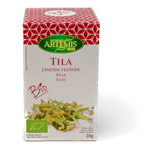 Caja de Tila Ecológica Bio 30g 20 Bolsitas de Artemis, infusión natural y relajante disponible en Equitanea.